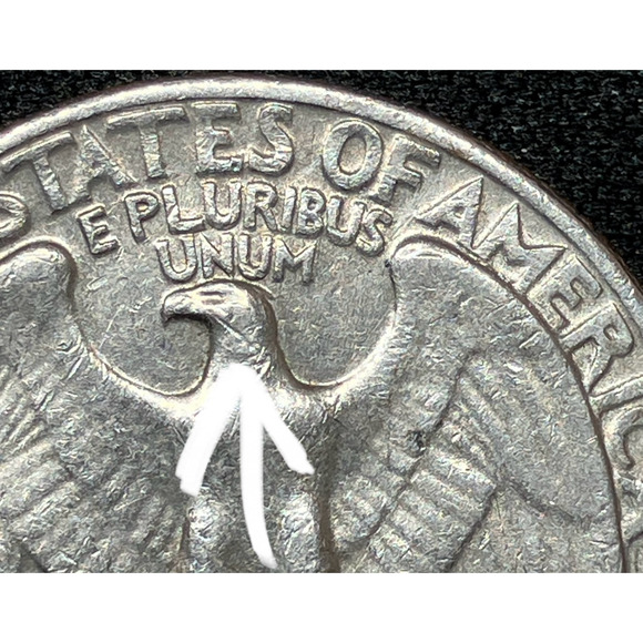 1966 Washington Quarter “Mafia-Strike" Eagle on Reverse & Rim Error on Obverse - Picture 2 of 16